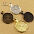 Y0080 Antique Bronze Gold Silver Pendant Trays Jewelry Findings Type and Zinc Alloy Material Round Blank Pendant Trays